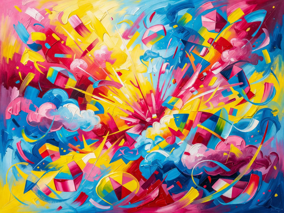 Bright abstract painted artwork representing creative image concepts