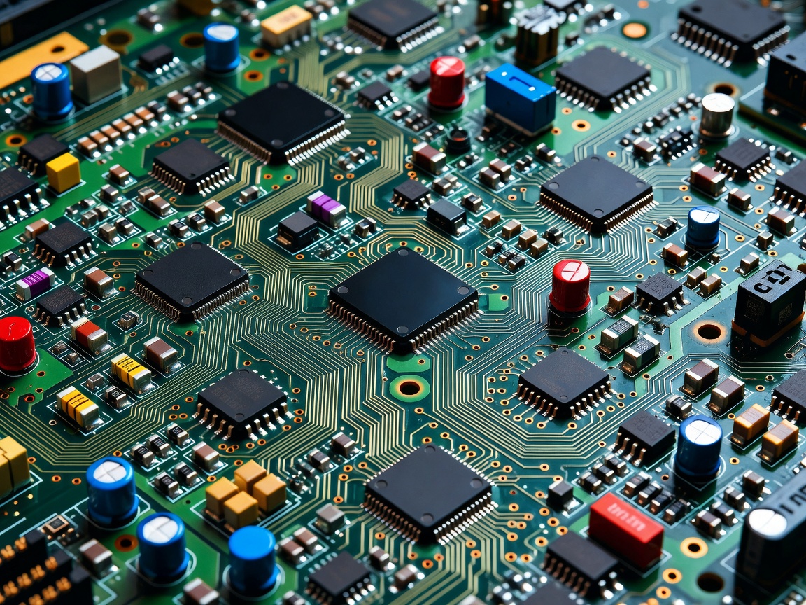 Close-up of a colorful computer circuit board for open-source computing